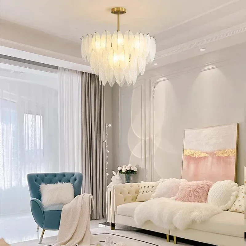 Lustre Blanc Moderne Dimmable Pour Salon