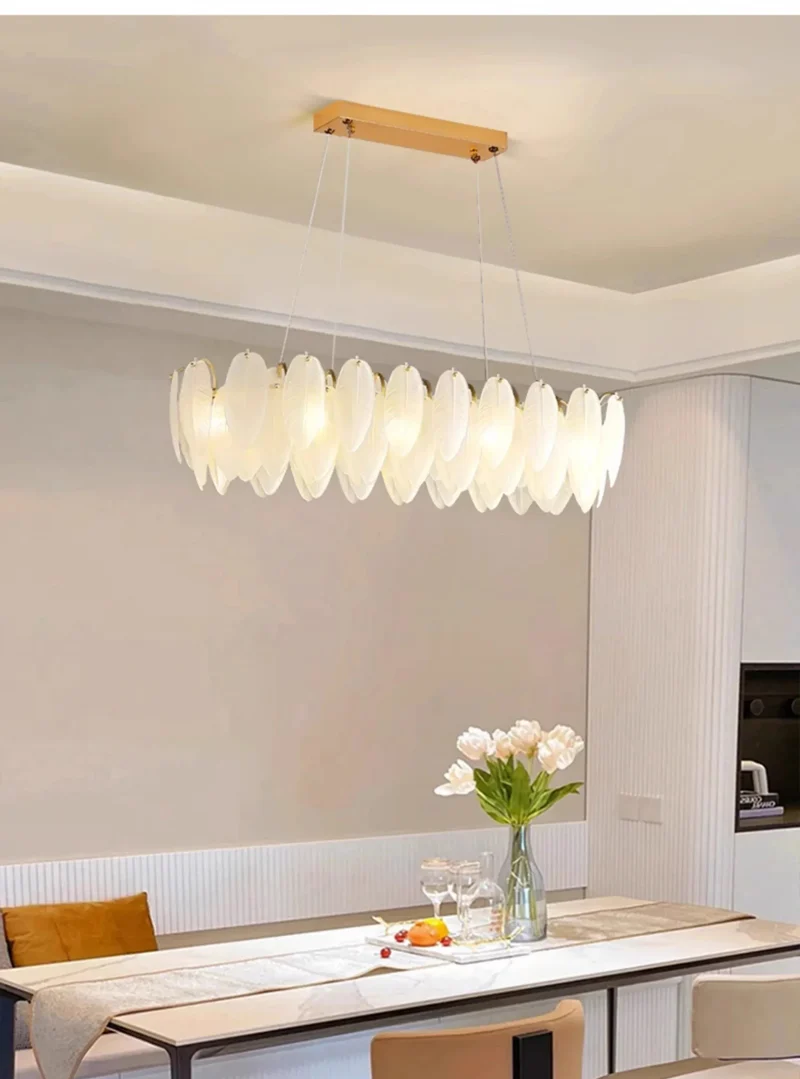 Lustre Blanc Moderne Dimmable Pour Salon
