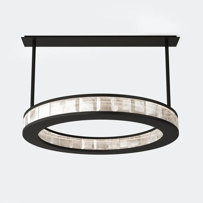Suspension anneau noir XXL cristal de roche