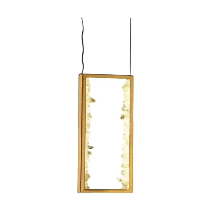 Suspension rectangulaire dorée quartz