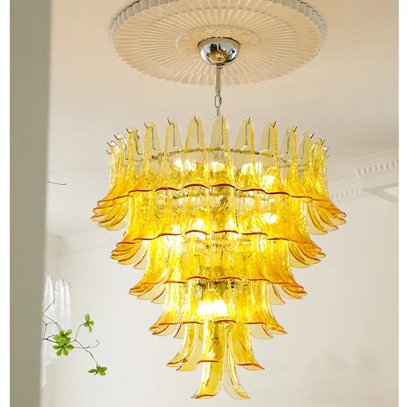 Lustre Retro 100cm Verre Ambre