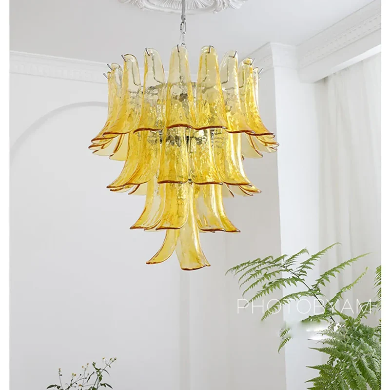 Lustre Retro 100cm Verre Ambre
