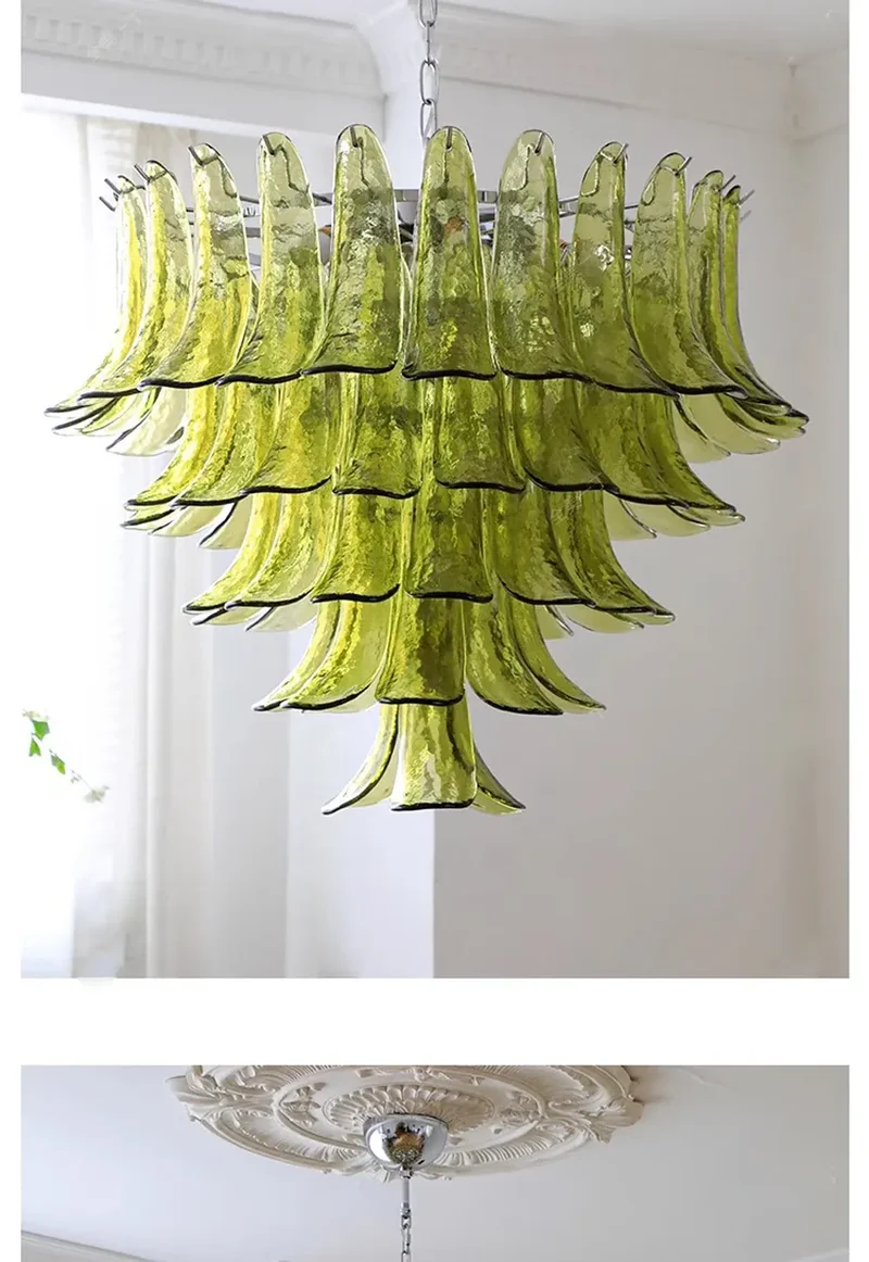 Lustre Retro 100cm Verre Ambre