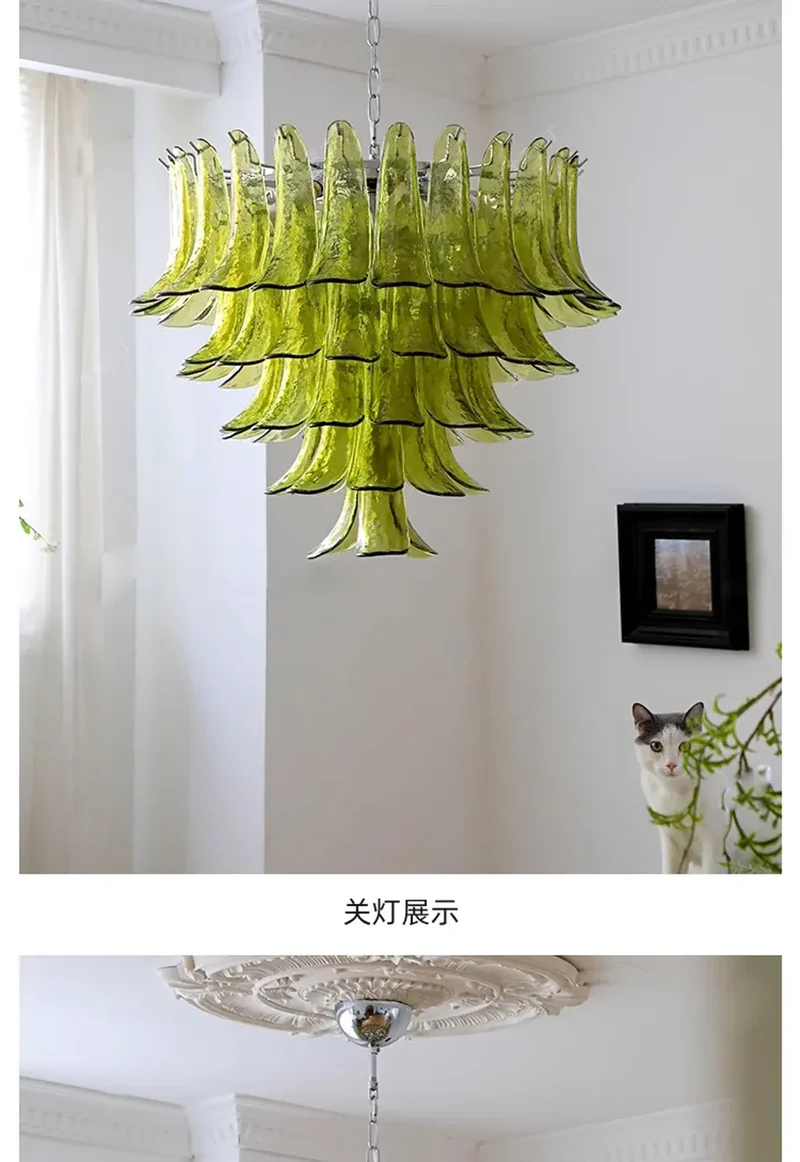 Lustre Retro 100cm Verre Ambre