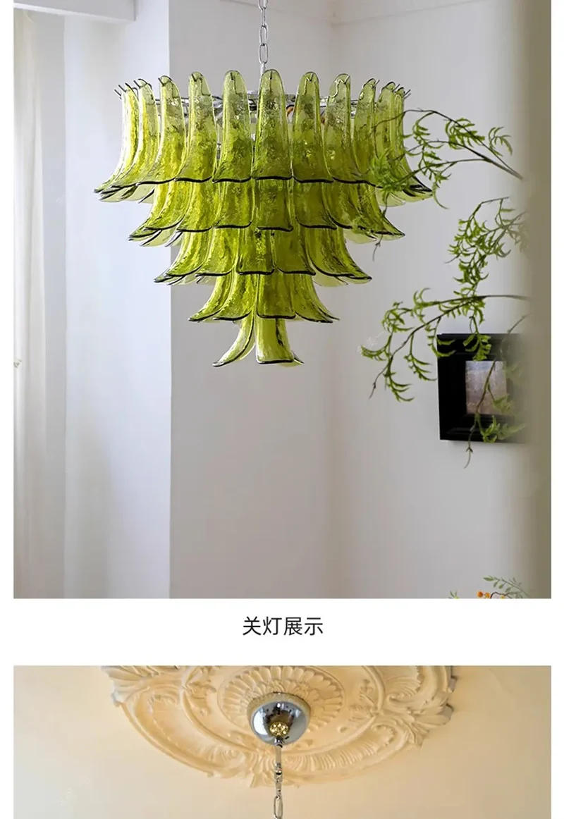 Lustre Retro 100cm Verre Ambre