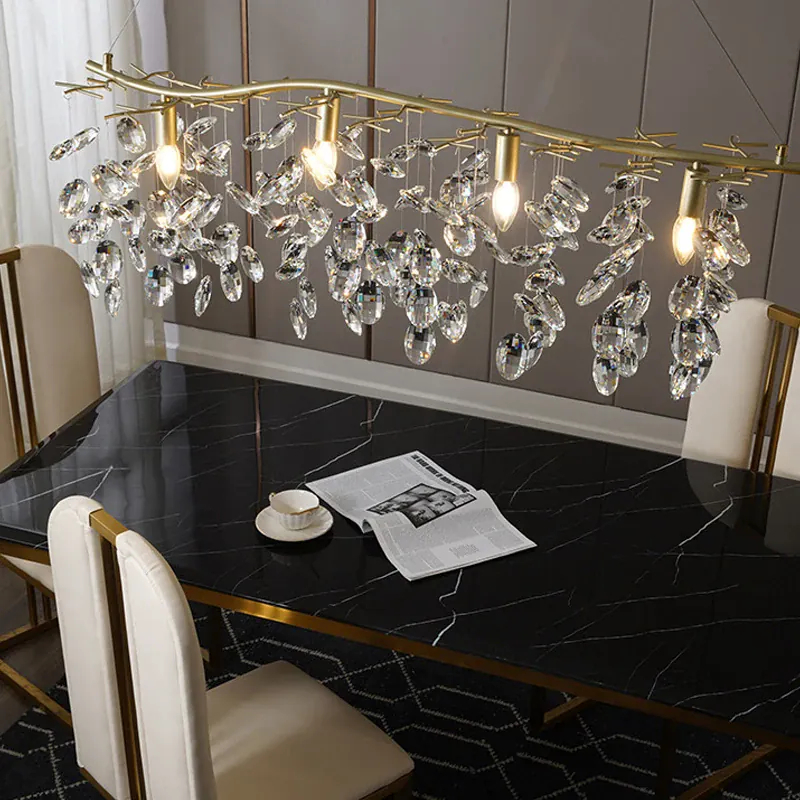 Lustre Dimmable avec Cristaux Suspendus