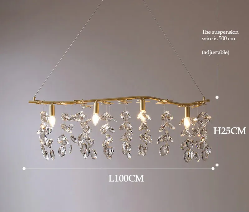 Lustre Dimmable avec Cristaux Suspendus