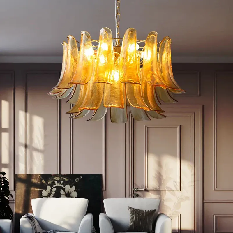 Lustre Verre Ambre Style Vintage pour Cuisine