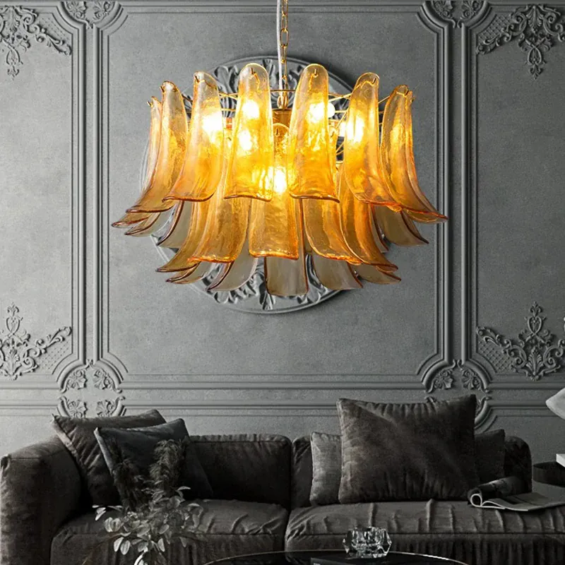 Lustre Verre Ambre Style Vintage pour Cuisine