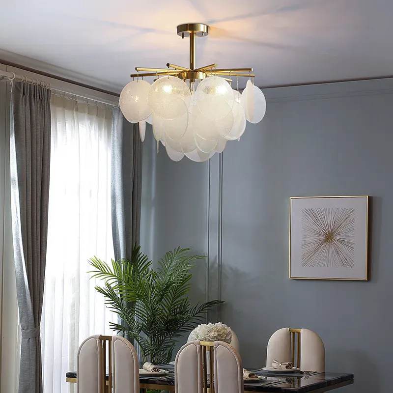 Plafonnier Lustre en Verre Blanc