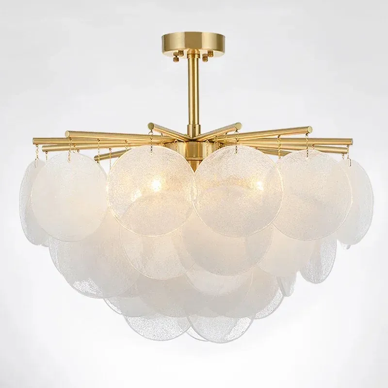 Plafonnier Lustre en Verre Blanc