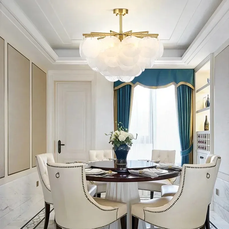 Plafonnier Lustre en Verre Blanc
