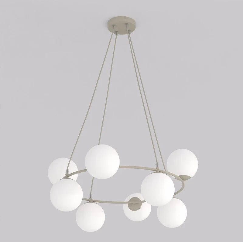 Suspension Cuisine Globes Verre Vlanc Style Glamour
