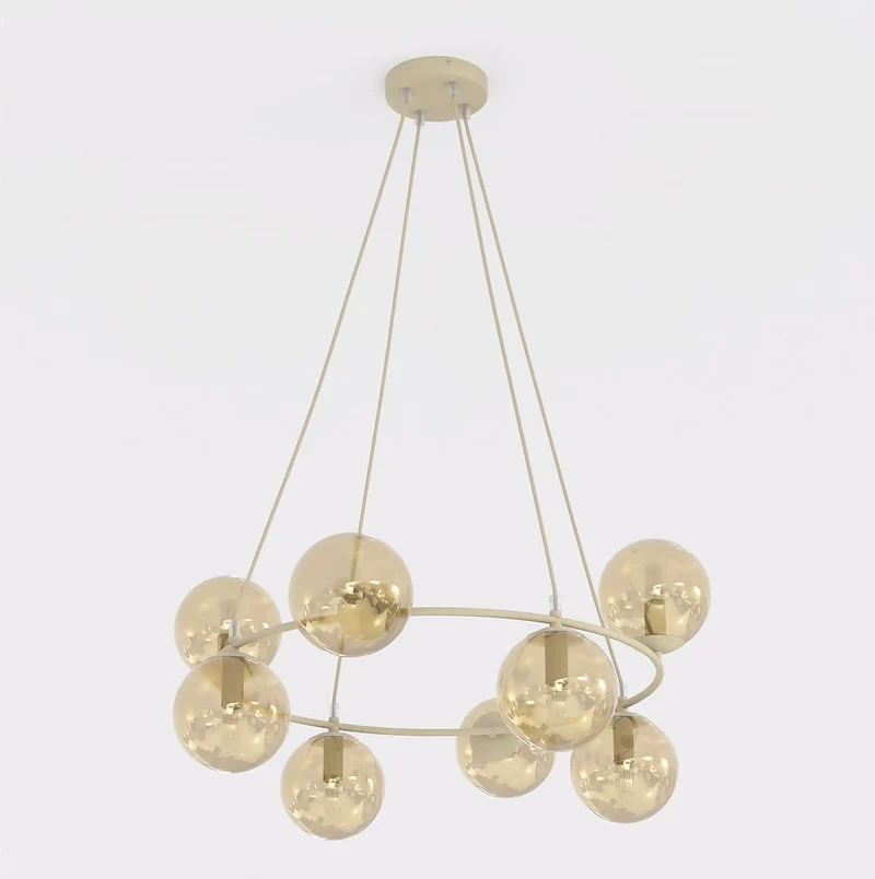 Suspension Cuisine Globes Verre Vlanc Style Glamour