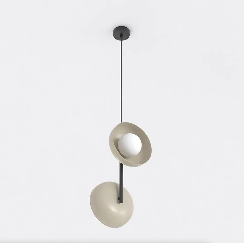 Suspension double verre opale style minimaliste