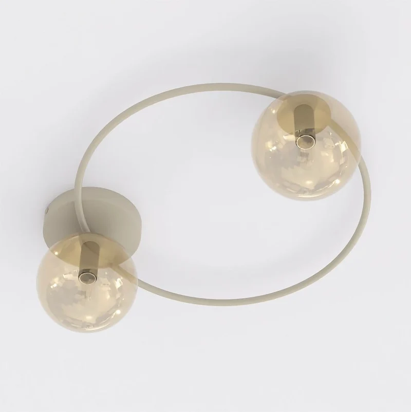 Lustre plat double verre transparent moderne