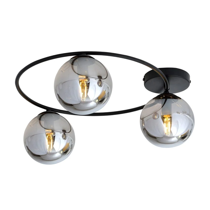 Lustre plat double verre transparent moderne