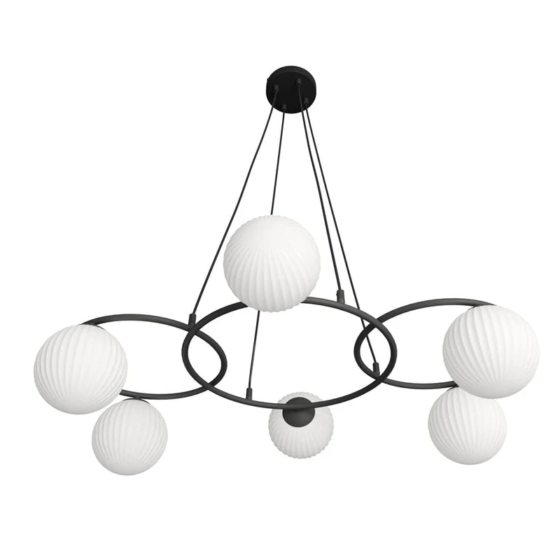 Suspension lustre globes verre ambiance glamour