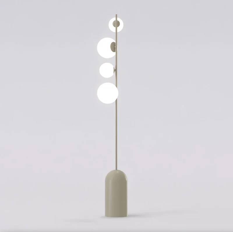 Lampadaire 4 feux acier verre style minimaliste