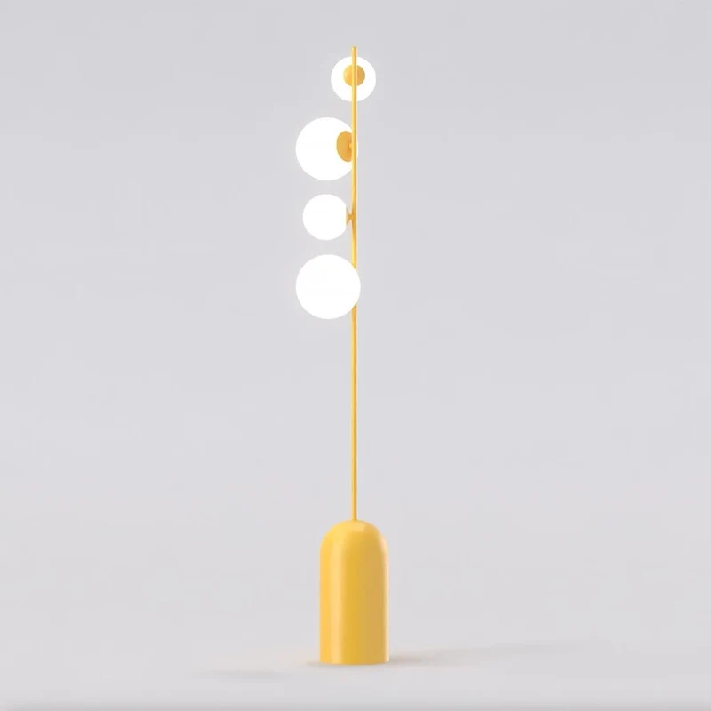 Lampadaire 4 feux acier verre style minimaliste