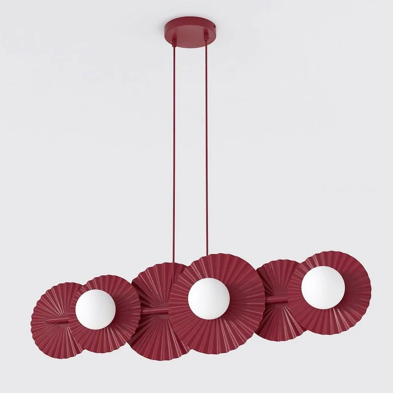Suspension Cannelée 6 Lumières - Acier et Verre