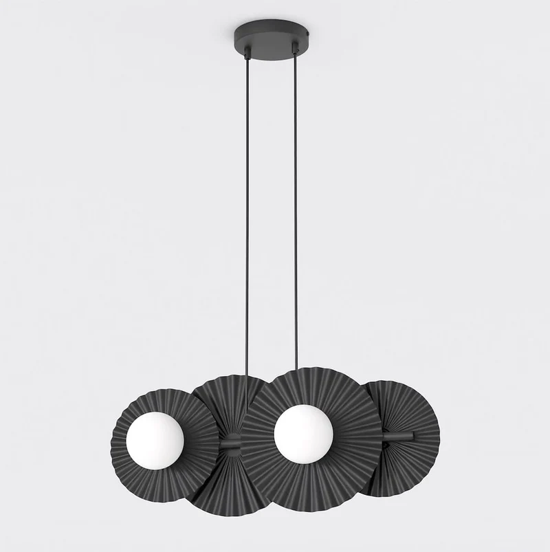 Suspension Cannelée 4 Lumières - Acier et Verre