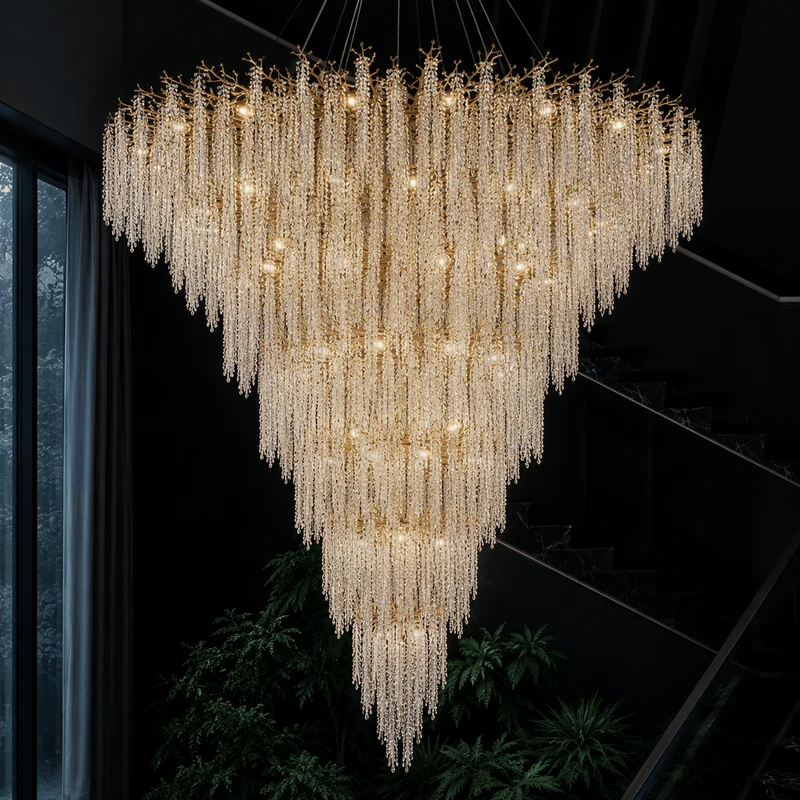 Grand Lustre d'Arbre en Cristal