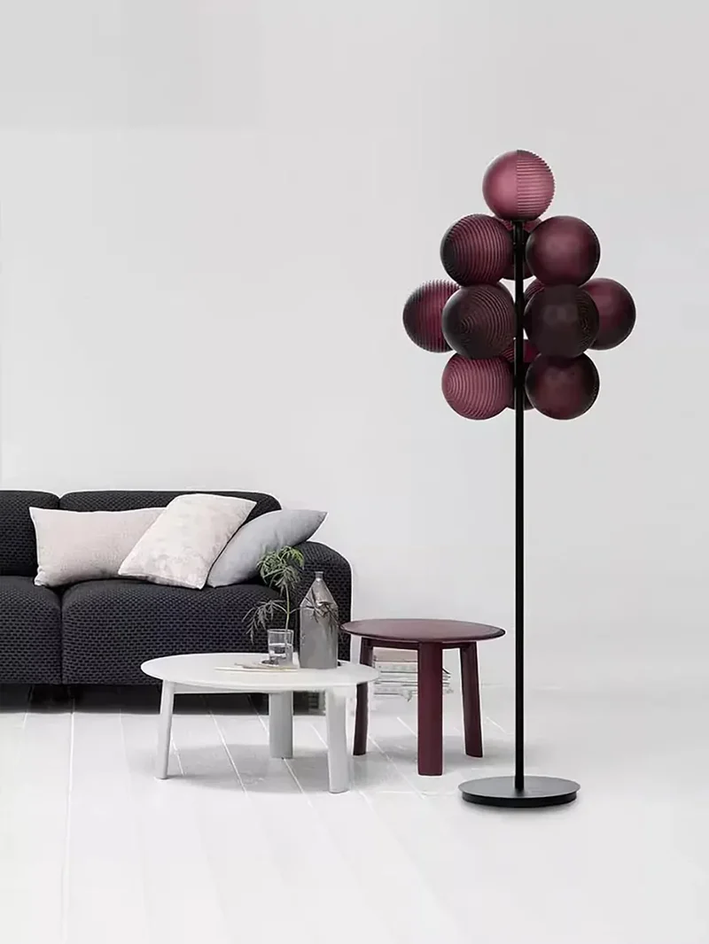 Lampadaire Violet en Grappe de Raisins - Style Rétro