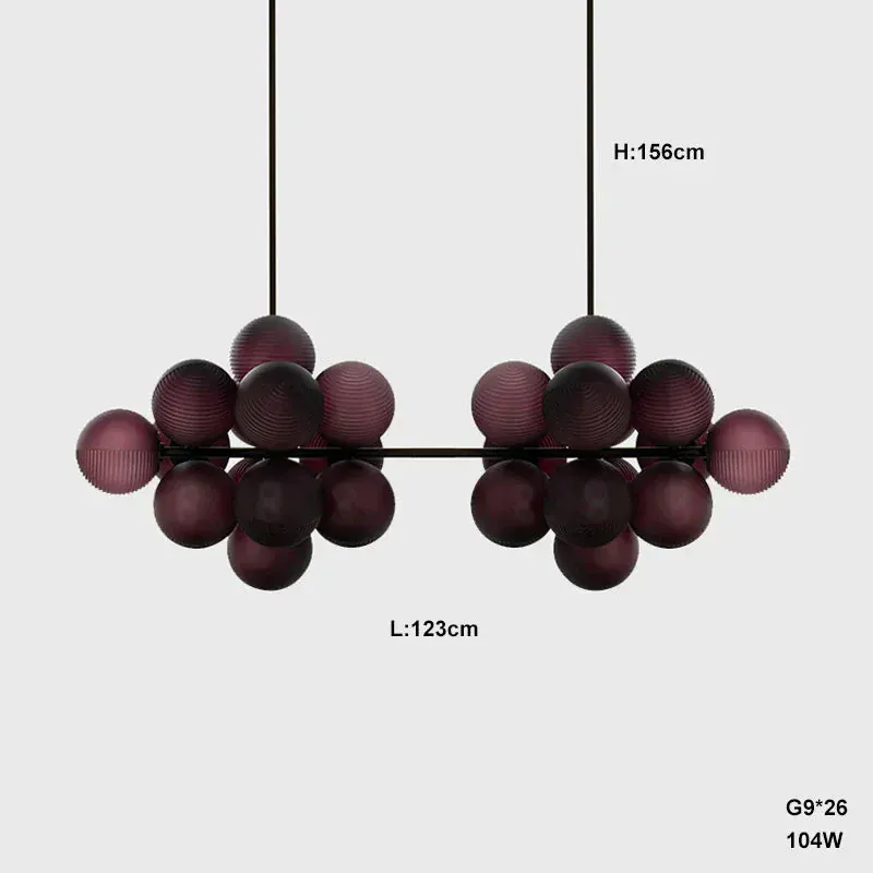 Lustre de Cuisine Violet en Grappe de Raisins - Style Rétro