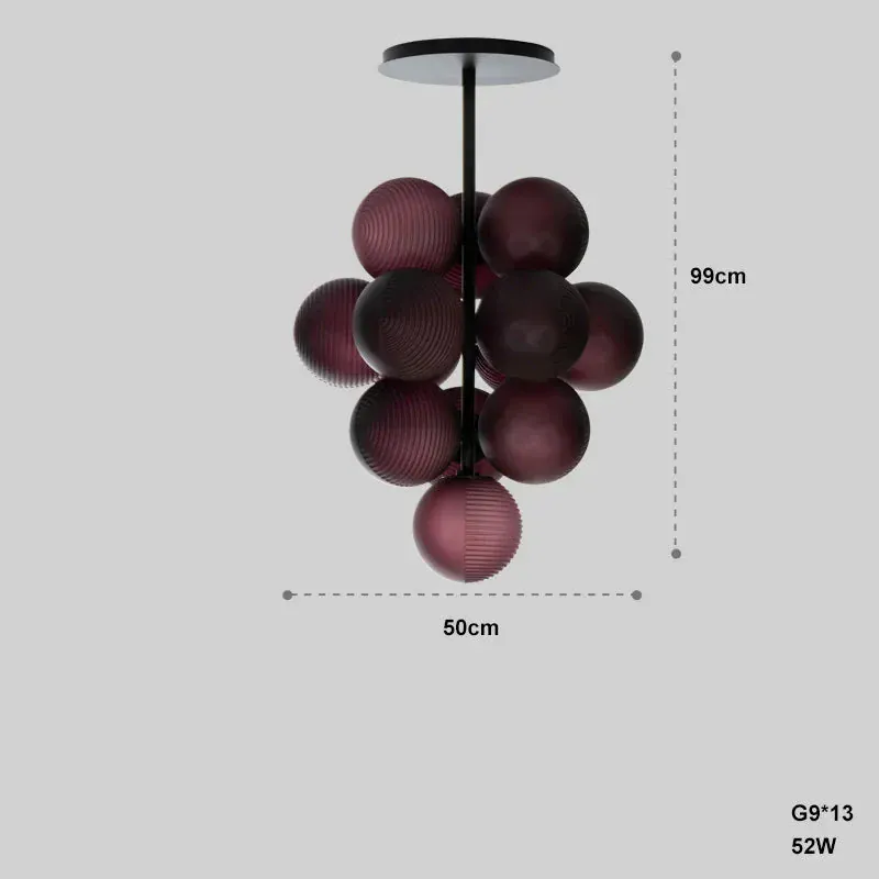 Lustre de Cuisine Violet en Grappe de Raisins - Style Rétro