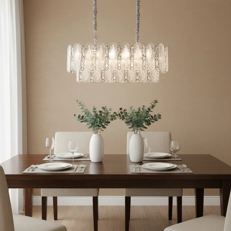 Lustre en Verre Blanc A Suspendre pour Salle a Manger
