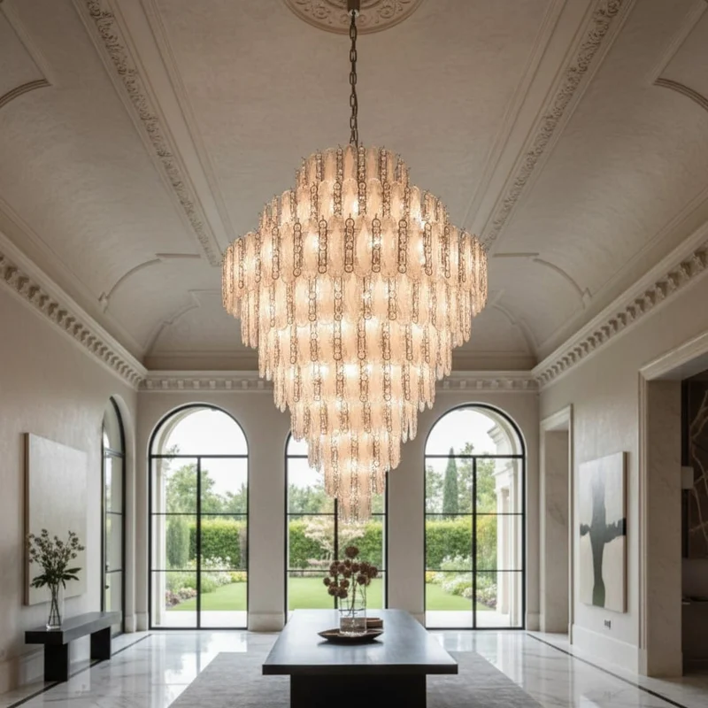 Grand Lustre en Verre Blanc Pour Salle