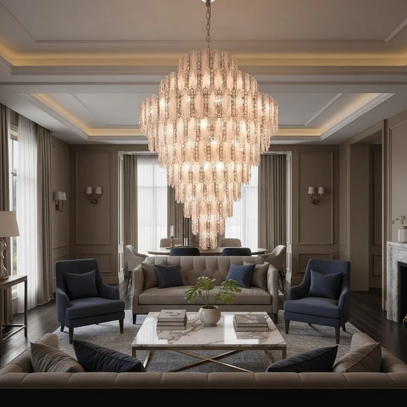Lustre en Verre Blanc A Suspendre pour Salle a Manger