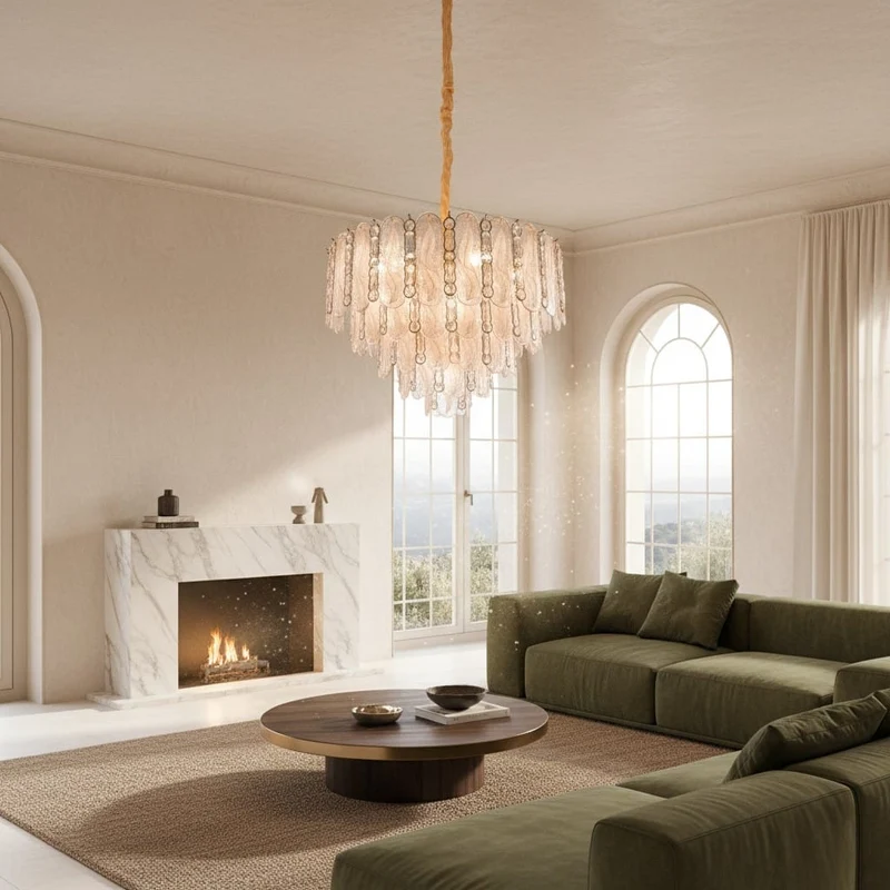 Lustre en Verre Blanc A Suspendre pour Salle a Manger