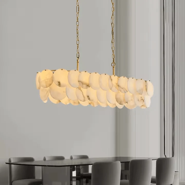 Grand Lustre Long Marbre Blanc pour Salle À Manger
