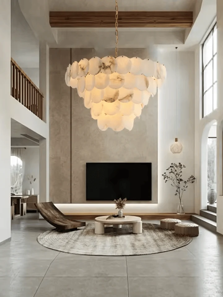 Grand Lustre Long Marbre Blanc pour Salle À Manger
