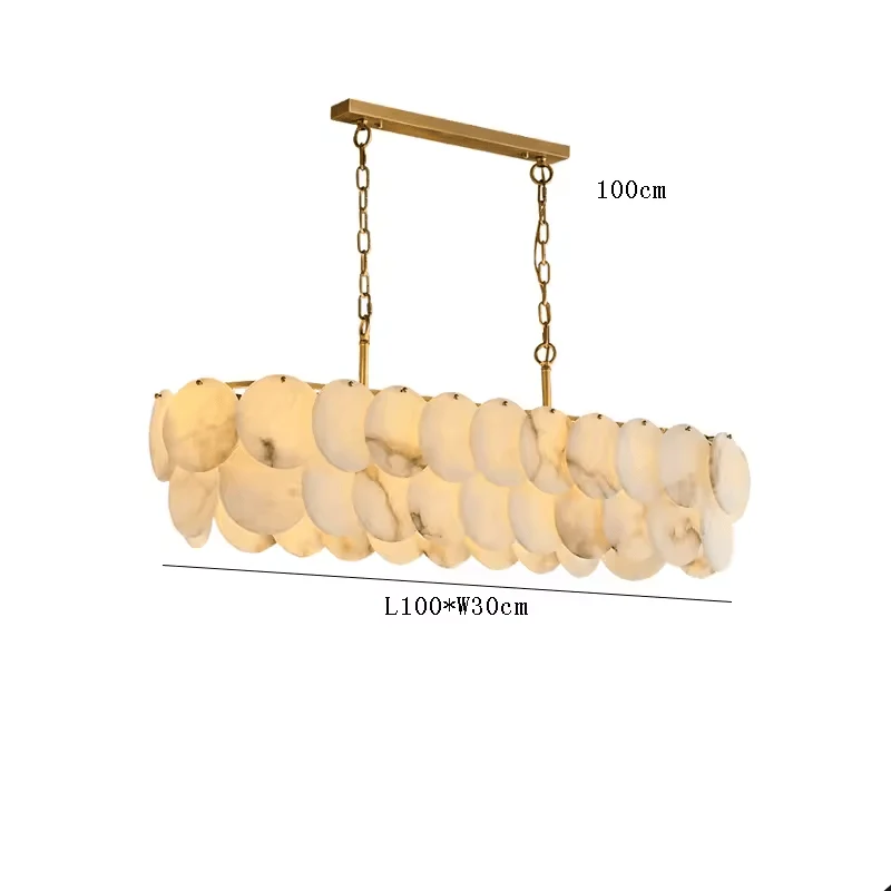 Grand Lustre Long Marbre Blanc pour Salle À Manger
