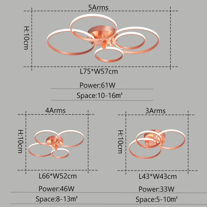 Lampe Plafond Moderne Cuivre Rose Dimmable