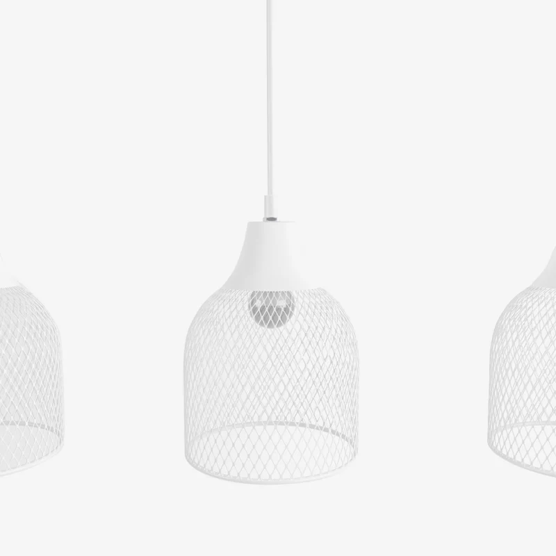 Suspension triple en m tal blanc