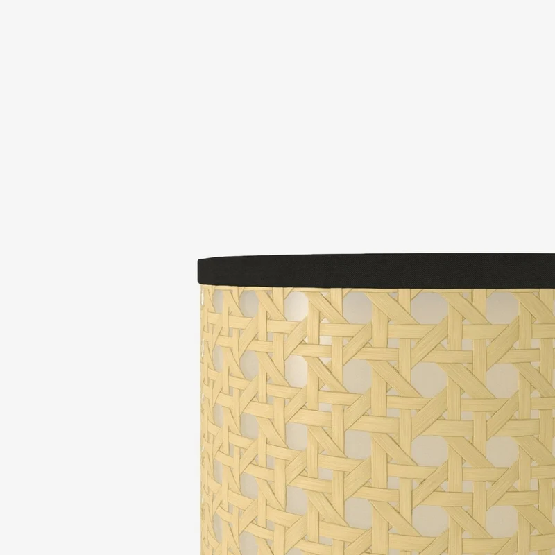 Lampe à poser en métal et rotin