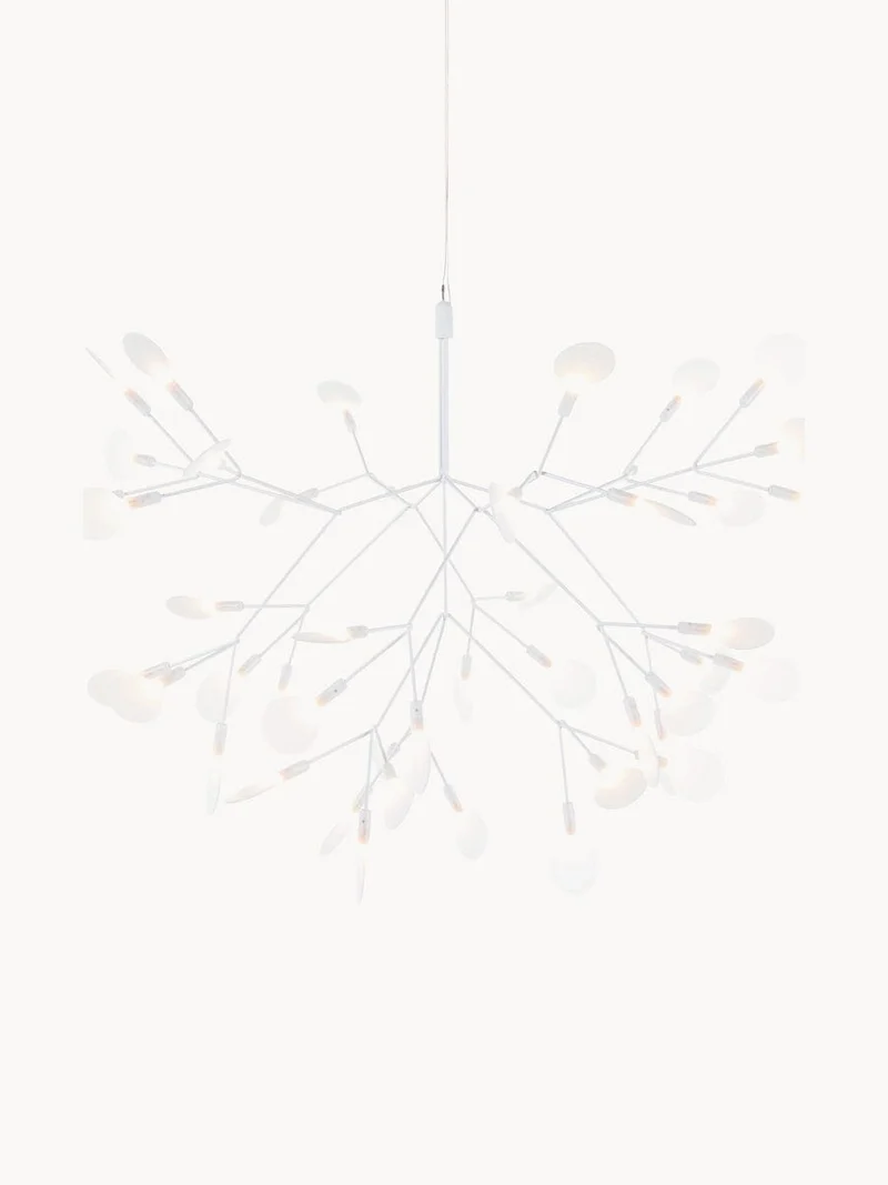 Lustre blanc decoratif feuilles LED