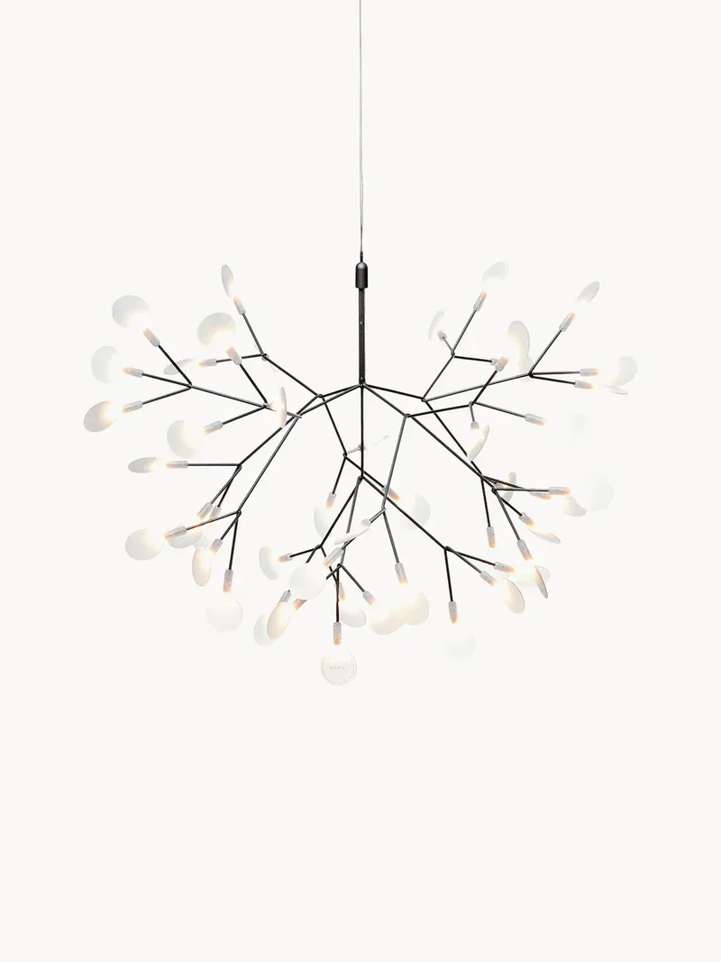 Lustre blanc decoratif feuilles LED