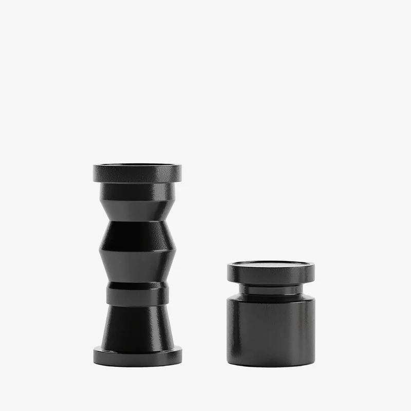 Set de 2 bougeoirs en bois design coloris noir Antalya