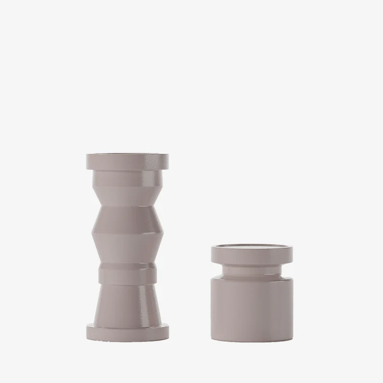 Set de 2 bougeoirs en bois design coloris rose Antalya