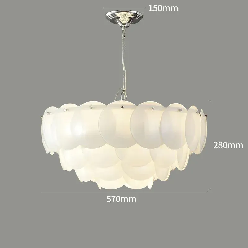 Lustre LED Blanc Moderne en Verre