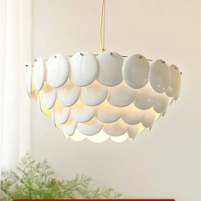 Lustre LED Blanc en Céramique
