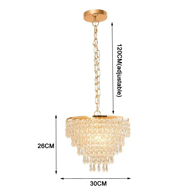 Petit Lustre de Salon en Escalier Gouttes de Cristal