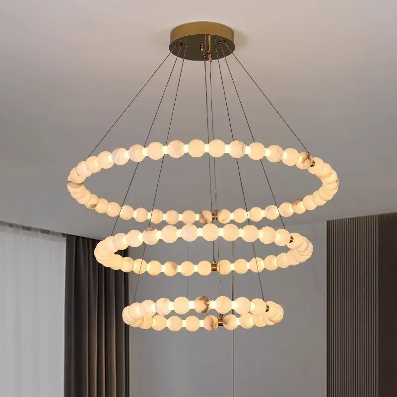 Lustre Suspension Blanc Rond Haut Plafond
