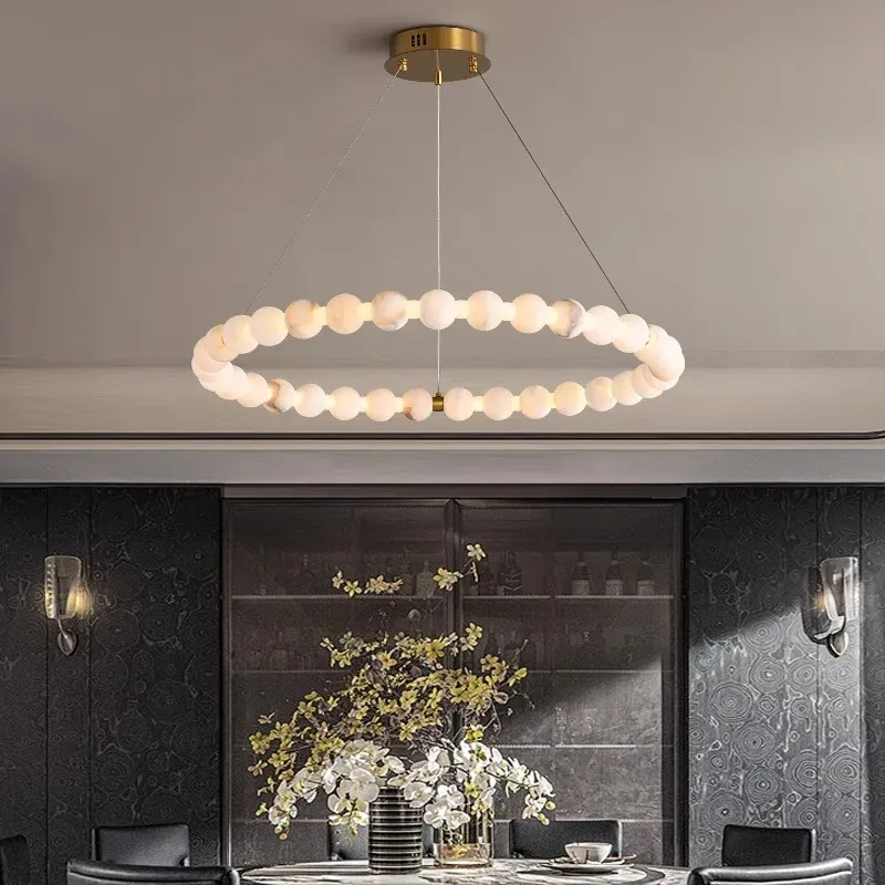 Lustre Suspension Blanc Rond Haut Plafond
