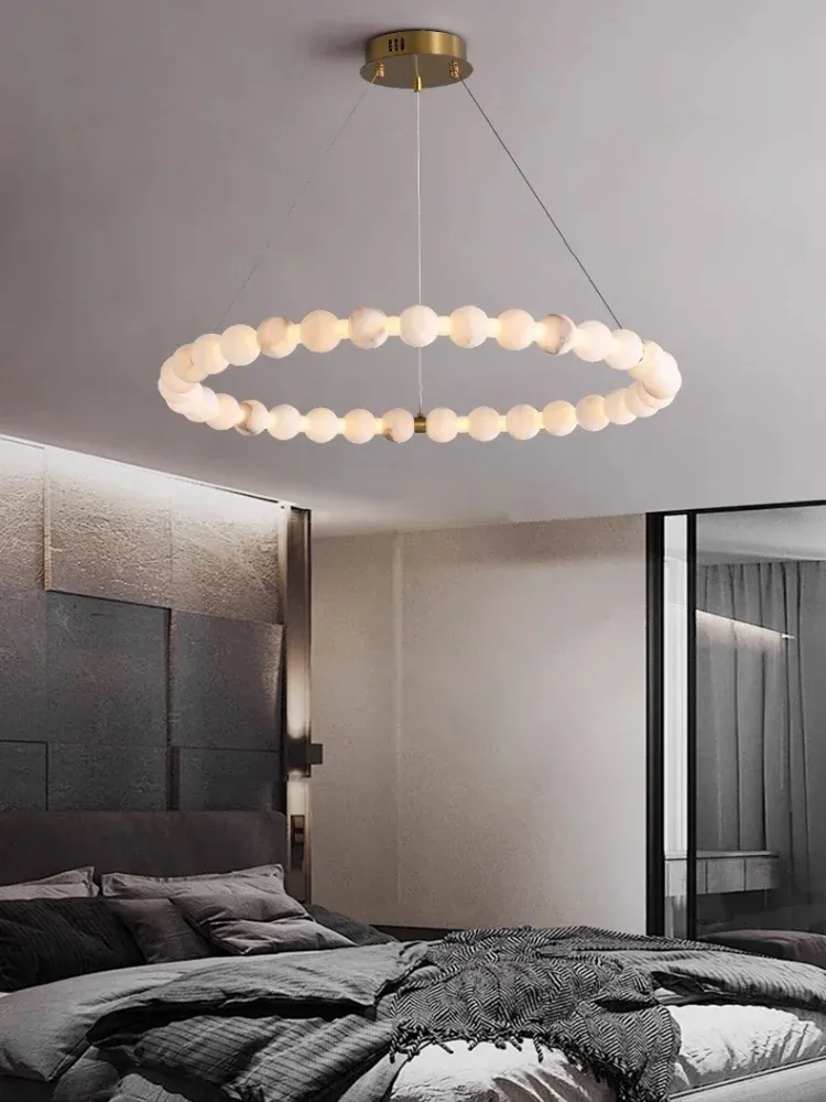 Lustre Suspension Blanc Rond Haut Plafond